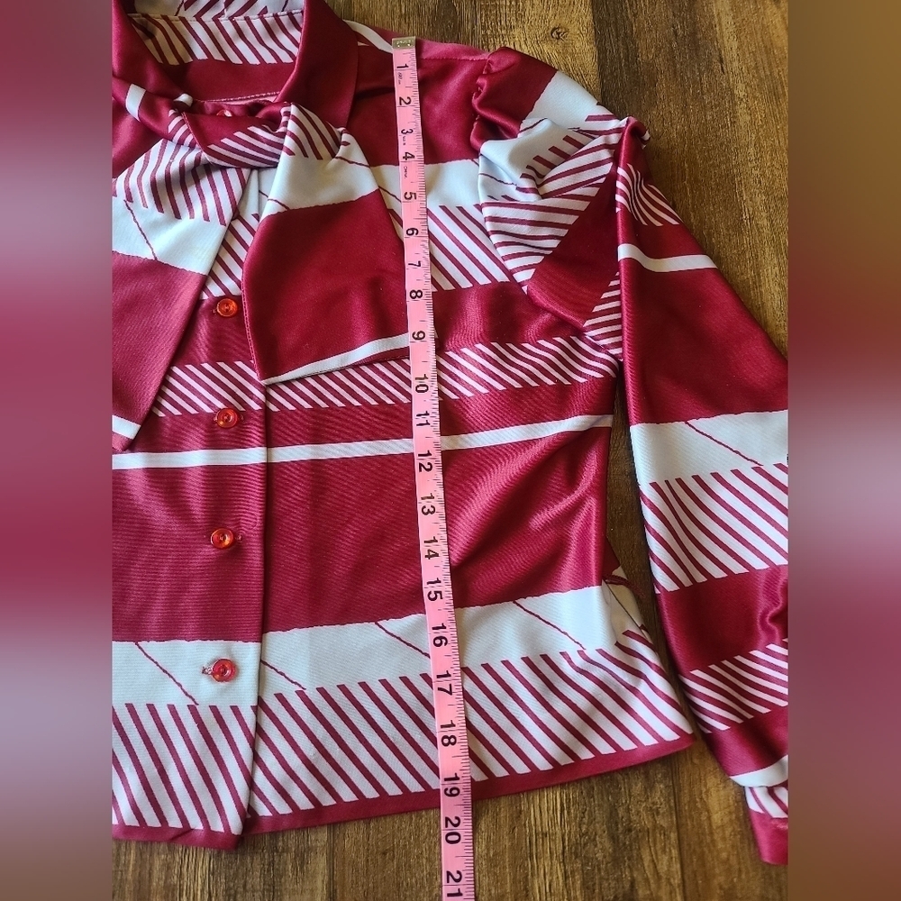 Vintage red & white striped blouse - Picture 4 of 5